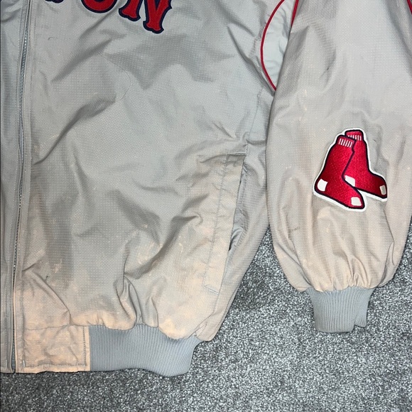 MLB Majestic Boston Red Socks "fleece" lined Jacket with Red and Gray - Picture 3 of 10